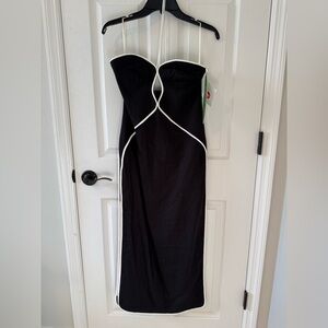 FARM Rio Black Cutout Dress with White Trim